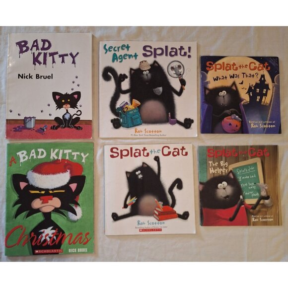 13 Pete & Splat The Cat & Bad Kitty Book Lot 7 Are Oversized 1 Lift Flap Reading - Picture 2 of 8